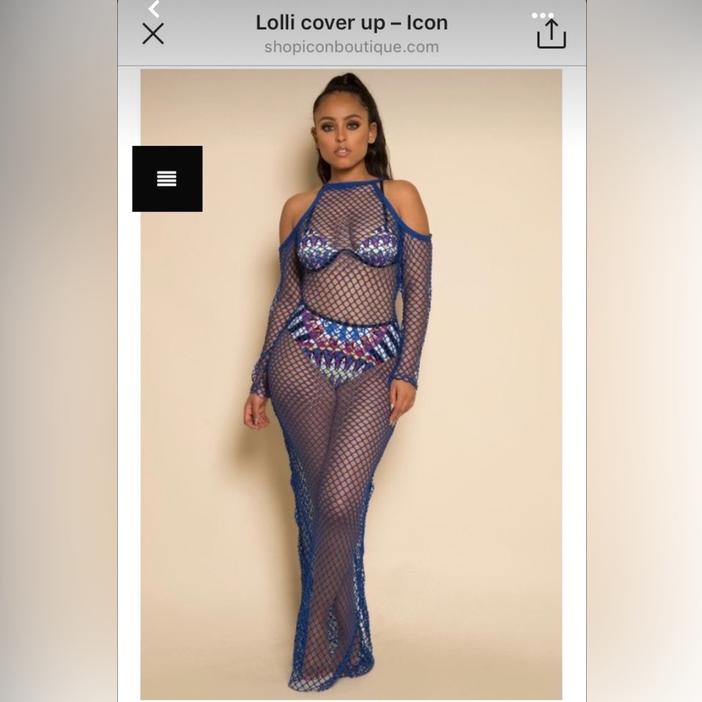 Icon swim Blue fishnet/crotchet maxi dress cover up